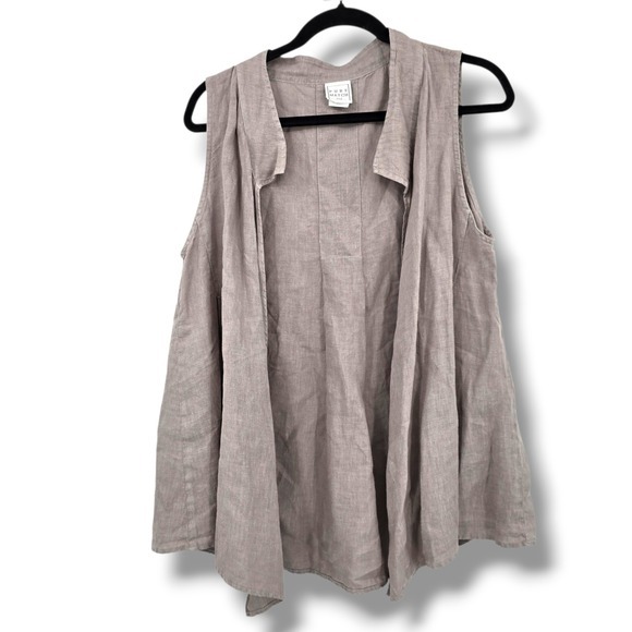 Pure Match Jackets & Blazers - Pure Match USA Women's Linen Sleeveless Open Front Vest Beige Size Large